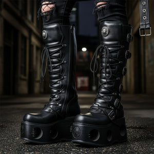 New Rock M-272-S2 Kozaki damskie czarne skórzane gotyckie - New Rock - 3