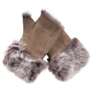 Guanti senza dita da donna in pelle scamosciata foderati in montone - Talpa - Infinity Leather - 29