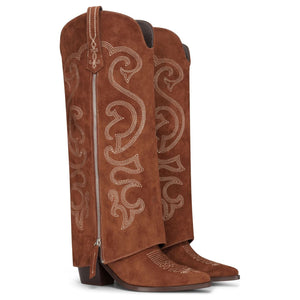 Botas de mujer ante vegano vaqueras caña alta holgadas marrón - TruClothing.com - 3