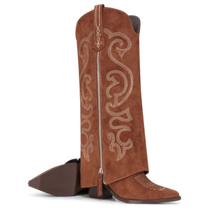 Botas de mujer ante vegano vaqueras caña alta holgadas marrón - TruClothing.com - 4