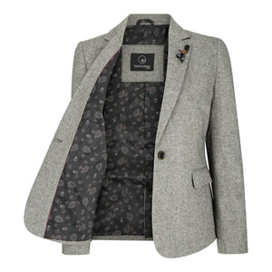 wsn03 - Szara tweedowa marynarka i kamizelka damska z łatami na łokciach - TruClothing.com - 2