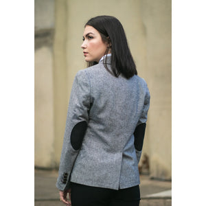 wsn03 - Szara tweedowa marynarka i kamizelka damska z łatami na łokciach - TruClothing.com - 7