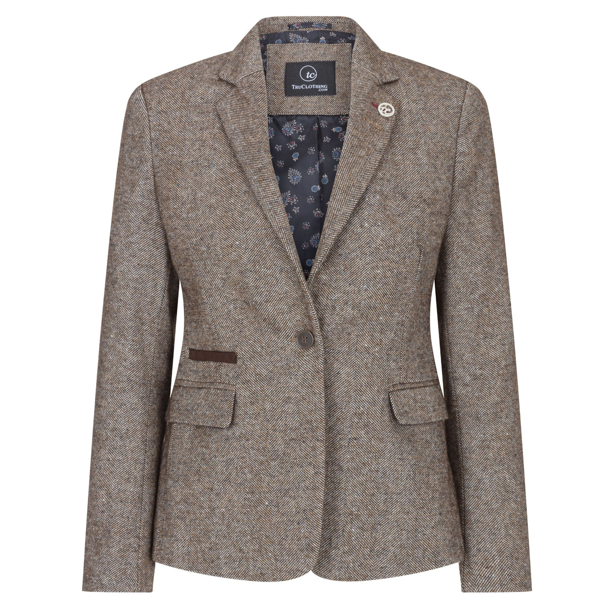 Bléiser y chaleco de tweed con parche en el codo en color bronce estilo Blinders de los años 20 para mujer - TruClothing.com - 1
