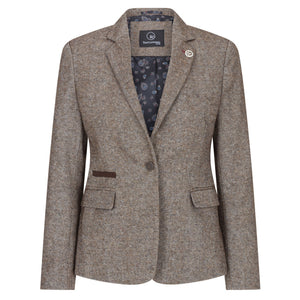 Bléiser y chaleco de tweed con parche en el codo en color bronce estilo Blinders de los años 20 para mujer - TruClothing.com - 1