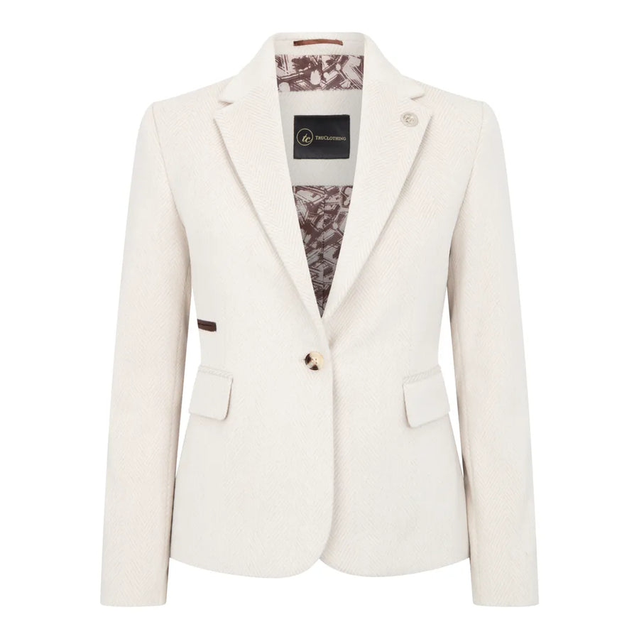 WSN15 - Women's Cream Wool Blend Tweed Blazer Waistcoat - TruClothing.com - 1