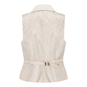 WSN15 - Women's Cream Wool Blend Tweed Blazer Waistcoat - TruClothing.com - 10