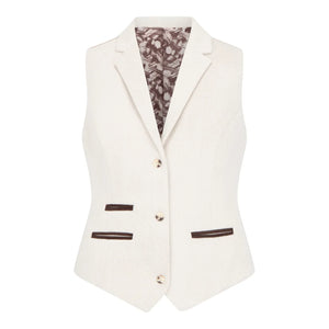 WSN15 - Women's Cream Wool Blend Tweed Blazer Waistcoat - TruClothing.com - 7