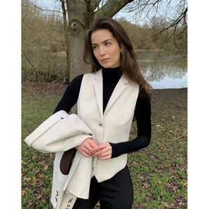 WSN15 - Women's Cream Wool Blend Tweed Blazer Waistcoat - TruClothing.com - 8