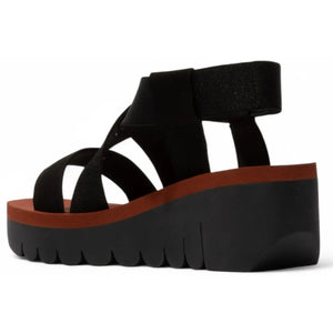 YABI922FLY - Women's Wedge Heel Leather Sandals - Black - Fly London - 3