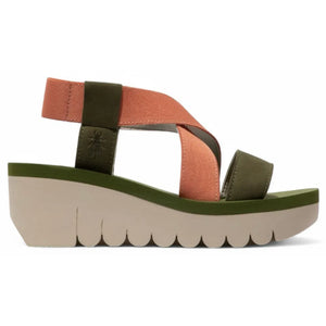 YABI922FLY - Women's Wedge Heel Leather Sandals - Green - Fly London - 5
