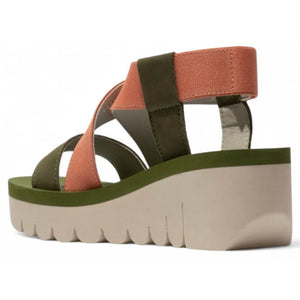 YABI922FLY - Women's Wedge Heel Leather Sandals - Green - Fly London - 7