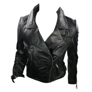 100 % Damen-Lederjacke kurz geschnitten Bikers Black Rock - Schwarz - Aviatrix - 20