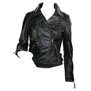 100 % Damen-Lederjacke kurz geschnitten Bikers Black Rock - Schwarz - Aviatrix - 21