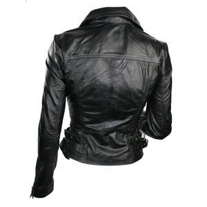 100 % Damen-Lederjacke kurz geschnitten Bikers Black Rock - Schwarz - Aviatrix - 23