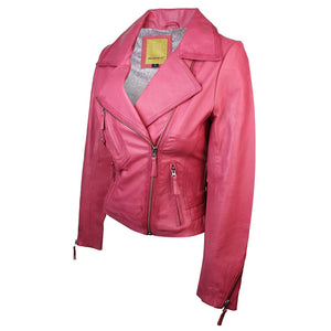100 % Damen-Lederjacke kurz geschnitten Bikers Black Rock - Rosa - Aviatrix - 12