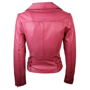 100 % Damen-Lederjacke kurz geschnitten Bikers Black Rock - Rosa - Aviatrix - 14