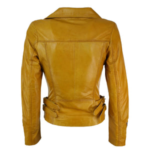 100 % Damen-Lederjacke kurz geschnitten Bikers Black Rock - Gelb - Aviatrix - 5
