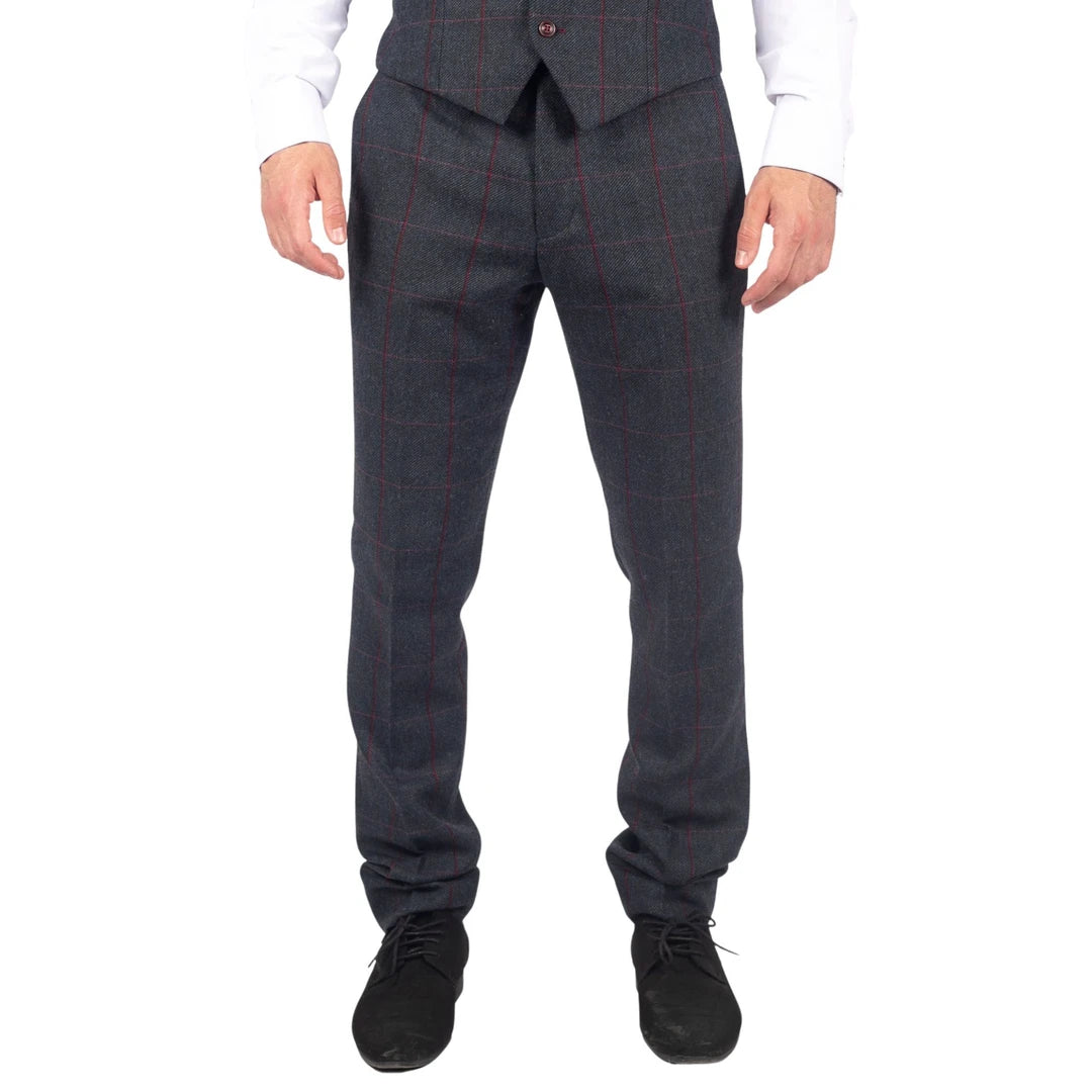 Paul Andrew Madrid Men's Herringbone Tweed Navy Trousers – TruClothing