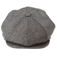 Men's 8 Panel Razor Baker Boy Hat Wool Tweed Shelby Newsboy Flat Cap Grey