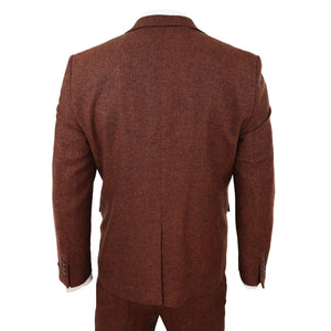 Traje tweed de 3 piezas de lana para hombre camel espiga Vintage Retro - TruClothing.com - 6