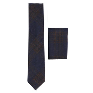 281 - Men's Herringbone Tweed Wool Tie & Hankerchief 2" - Blue - TruClothing.com - 4