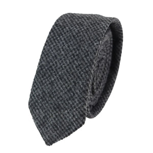 281 - Men's Herringbone Tweed Wool Tie & Hankerchief 2" - Charcoal - TruClothing.com - 11