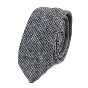281 - Men's Herringbone Tweed Wool Tie & Hankerchief 2" - Grey - TruClothing.com - 8
