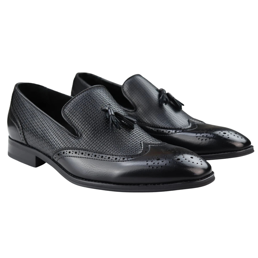 Zapatos de mocasines de mocasín masculinos Slip de cuero forrado en la borde de borla zapato formal inteligente