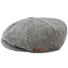 8 panel Baker Boy Cap Shelby Hat Wool Tweed Classic Light Grey Razor