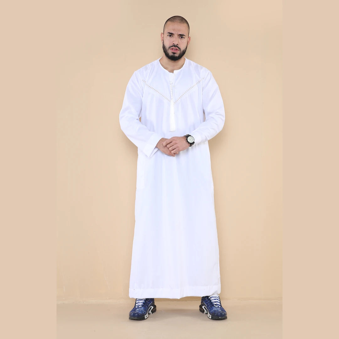 Thobe Jubba da Uomo Abbigliamento Islamico Musulmano Kaftan Emirati Omani