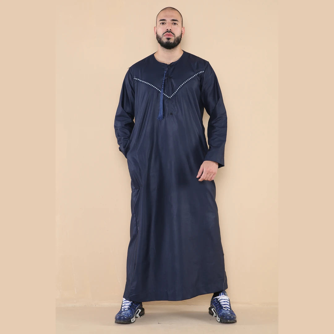 Dishdasha pour homme jubba islamique musulmane style Emirat Oman kaftan en coton