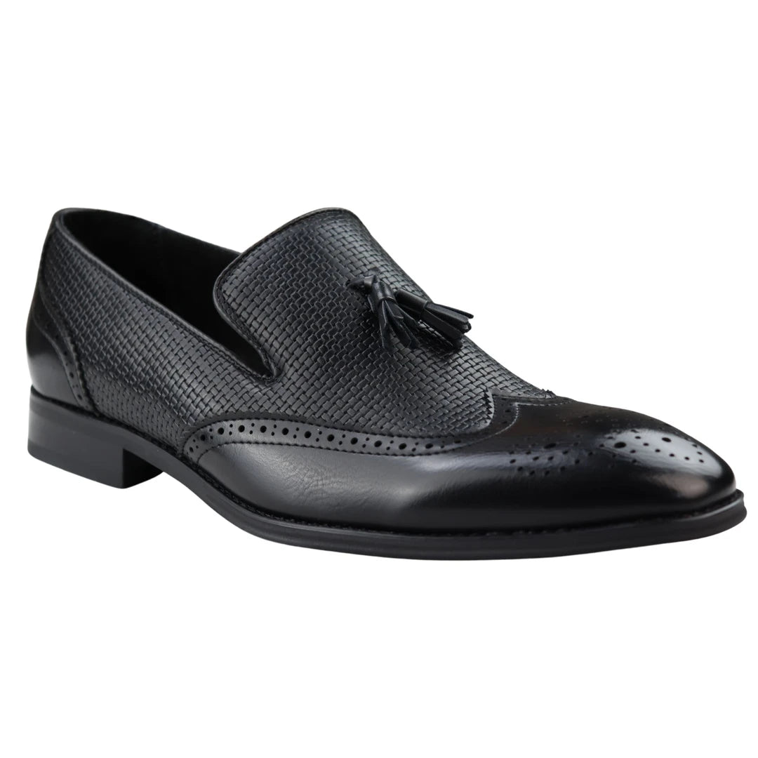 Men's Moccasin Loafers Shoes Leather Lined Slip On Tassel Trim Smart Formal Shoe