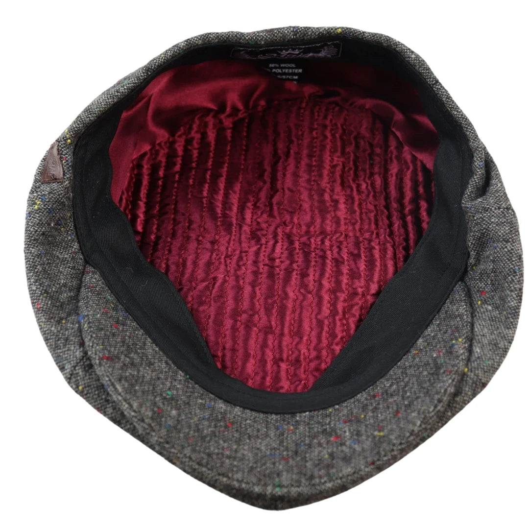 8 panel Baker Boy Cap Shelby Hat Wool Tweed Classic Brown Grey Razor
