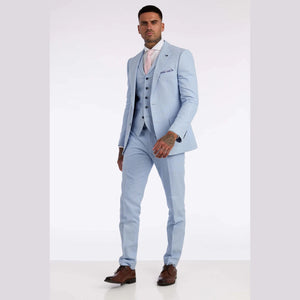 Abito Blu da Uomo 3 Pezzi in Misto Lino Estivo Formale Matrimonio Ballo - Harry Brown - 2
