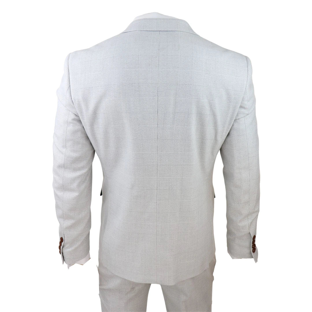 Mens white blazer with 2025 black trim