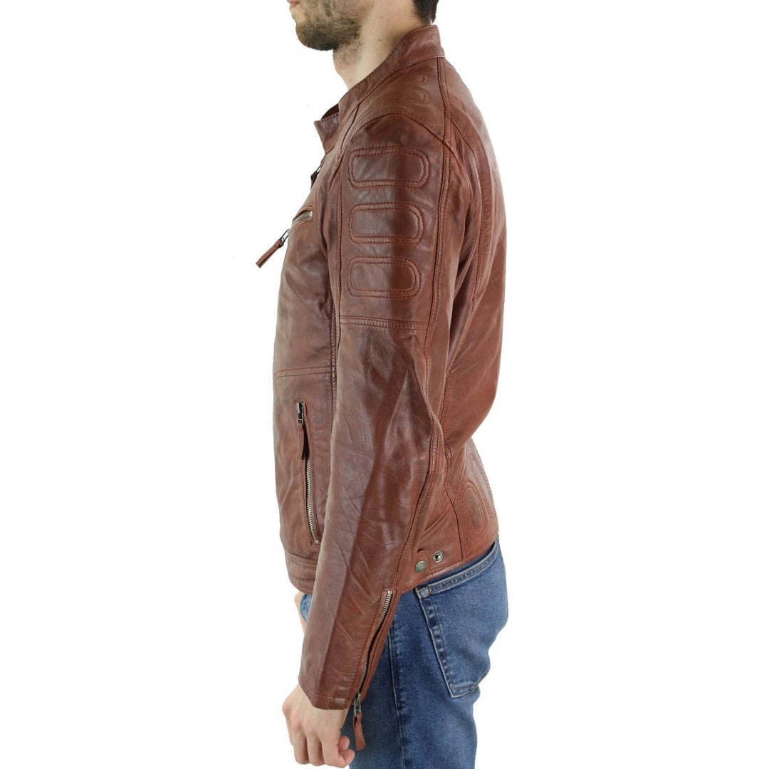 Short tan 2025 leather jacket