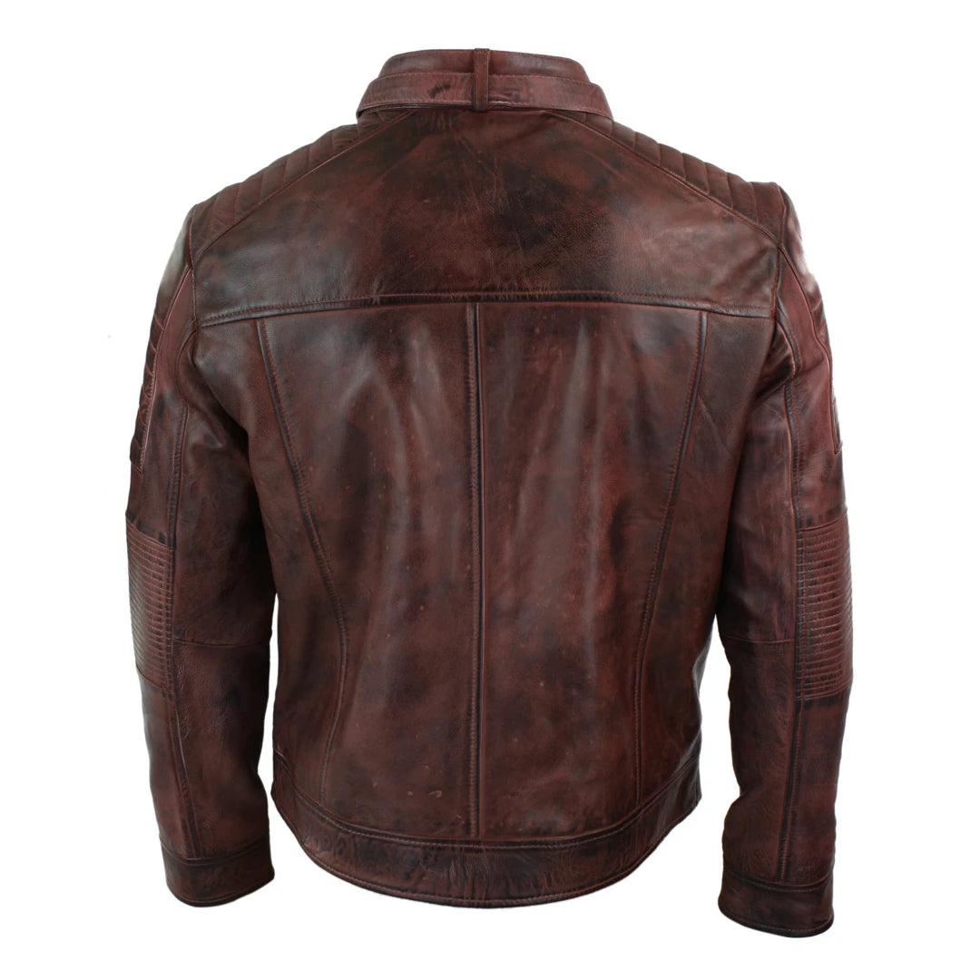 Aviatrix 1465 - Mens Genuine Real Leather Black Biker Jacket Retro Vintage Tailored Fit UK-TruClothing