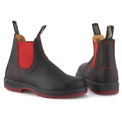 Bottines Blundstone boots homme style Chelsea cuir noir rouge 1316