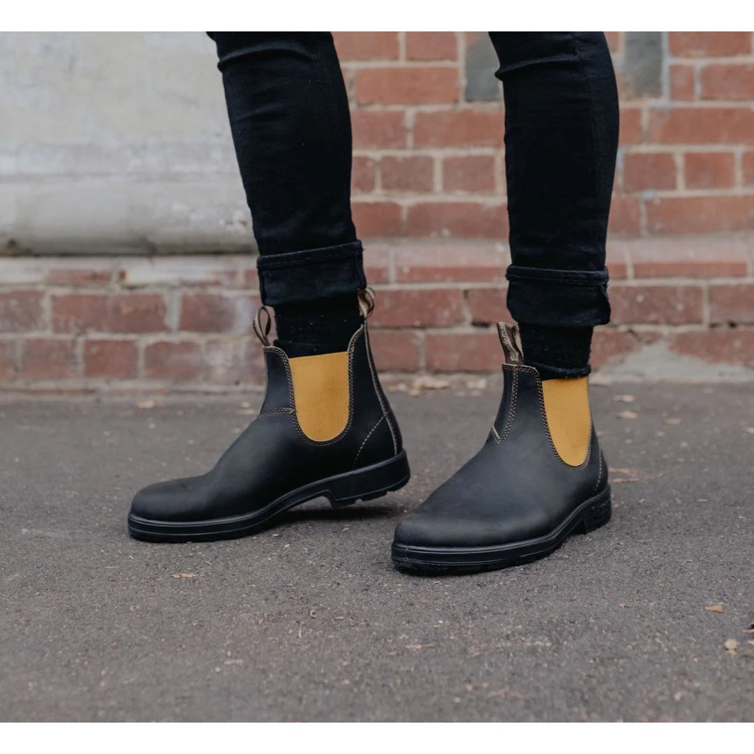 Blundstone 1919 Brown Mustard Leather Chelsea Boots Stitch Camel Slip On-TruClothing