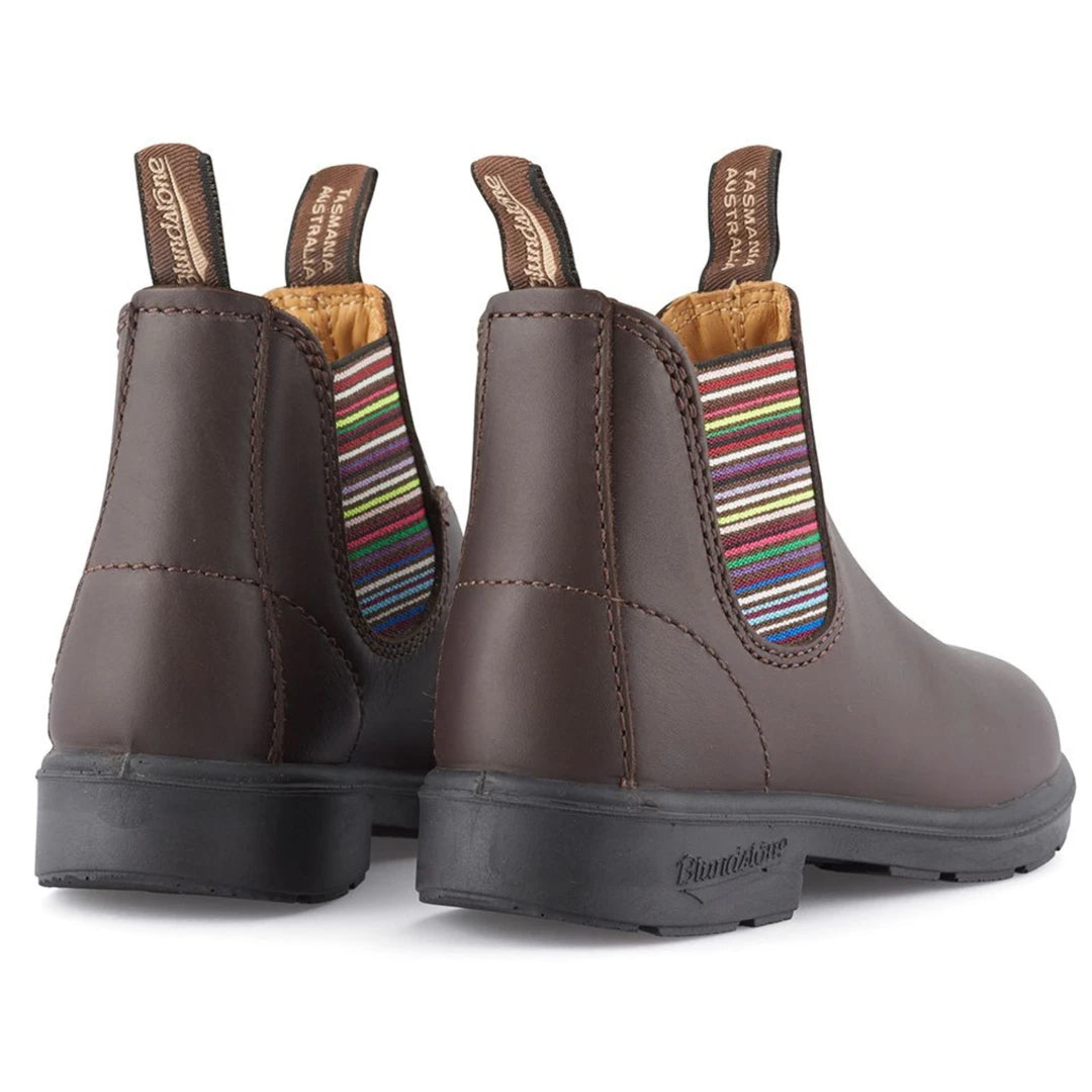 Blundstone 1413 Kids Unisex Brown Leather Boots Rainbow Colours Ankle Boots