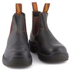 Bottines Blundstone boots style Chelsea homme cuir véritable marron bout renforcé métal 192