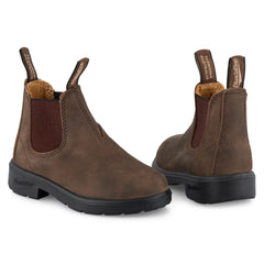 Blundstone 565 Kids Unisex Rustic Brown Leather Boots Slip On Ankle Boots