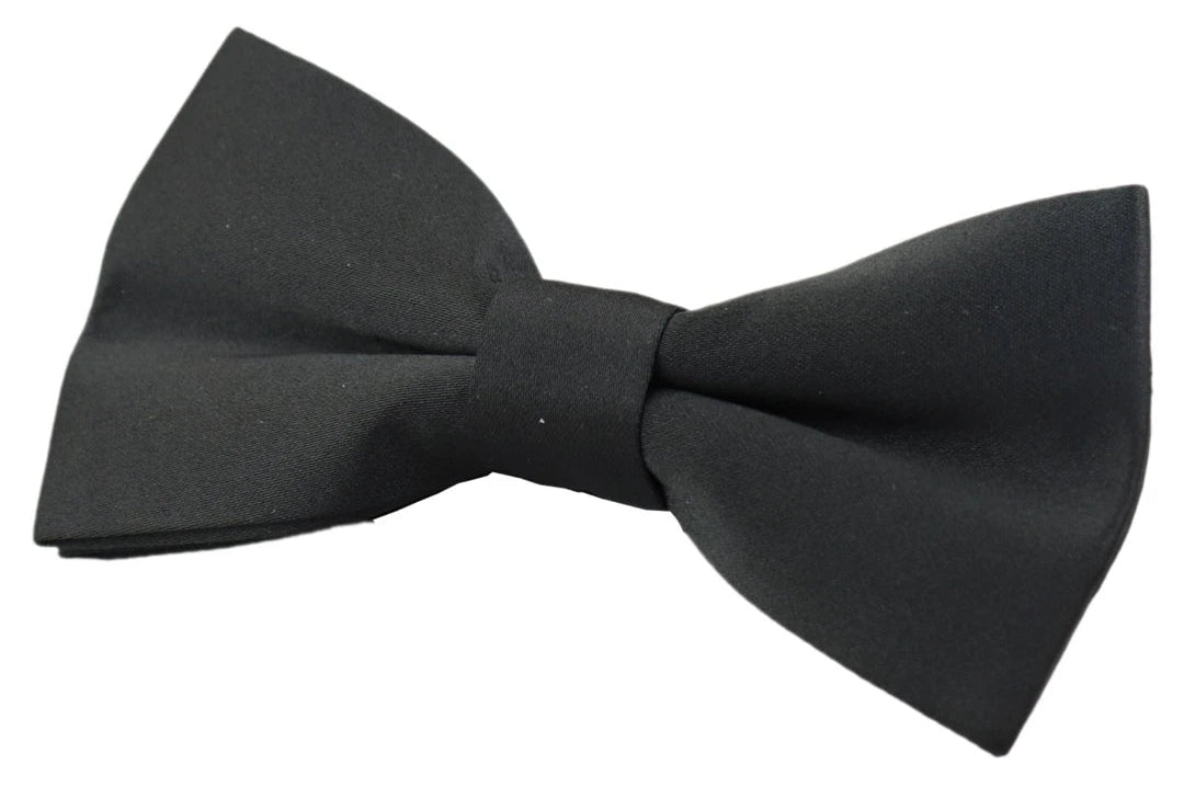 Bow Tie Black Satin Clip On Mens Boys Unisex Tuxedo Shirt Classic Bowtie-TruClothing