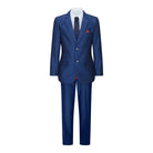 Boys 3 Piece Shiny Blue Wedding Party Suit Tailored Fit Smart Formal-TruClothing