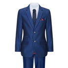 Boys 3 Piece Shiny Blue Wedding Party Suit Tailored Fit Smart Formal-TruClothing
