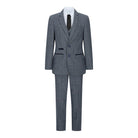 Boys 3 Piece Suit Navy Blue Tweed Check Vintage Retro Tailored Fit 1920s-TruClothing