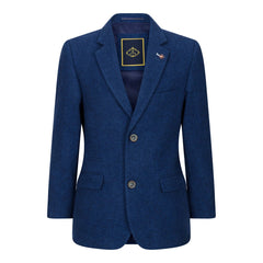 Boys 3 Piece Wool Suit Blue Tweed Vintage 1920s Classic 4 Pocket Waistcoat-TruClothing