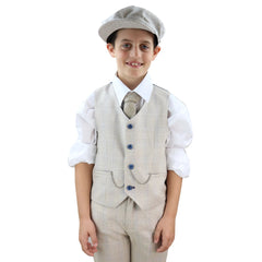 Boys Cream Tweed 3 Piece Suit - Cavani Caridi-TruClothing