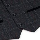 Boys Grey Black 3 Piece Tweed Suit Herringbone Wine Vintage Retro-TruClothing