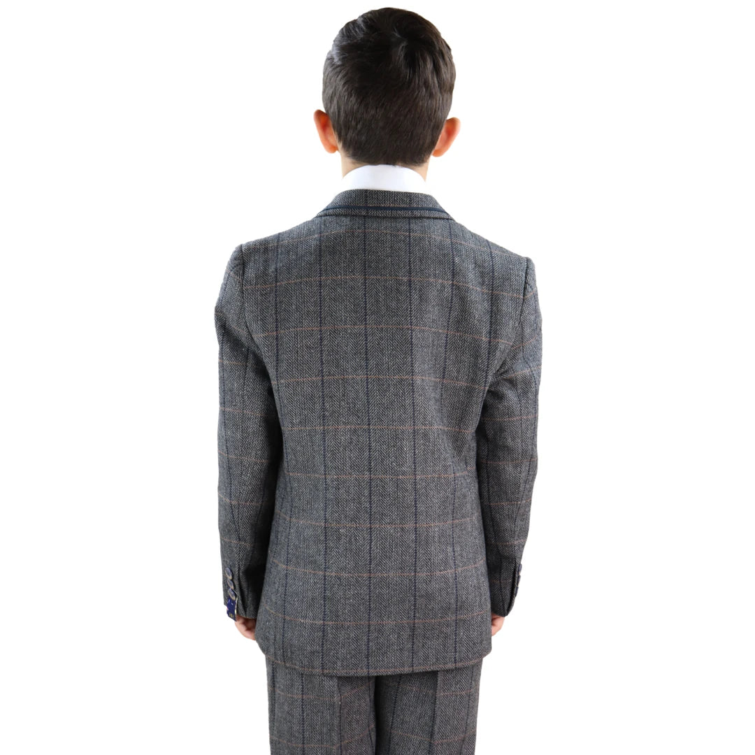 Boys Grey Tweed 3 Piece Suit - Cavani Albert-TruClothing